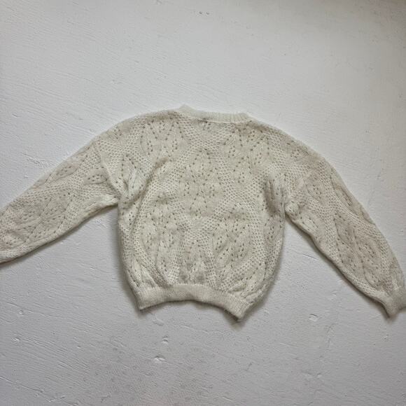 Vintage 80s/90s Garland Cream Fuzzy Open Knit Sweater Women’s M/L - Picture 5 of 5